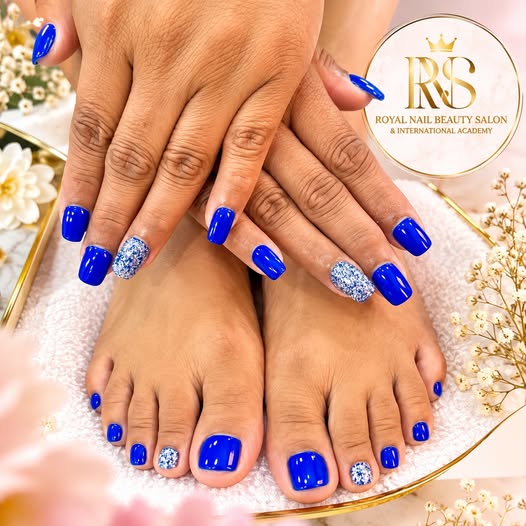 Signature blue gel manicure and pedicure by Royal Nail Beauty Salon